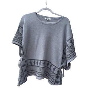 Paradis Miss Grey Round Neck  Poncho Top Women Size S/M